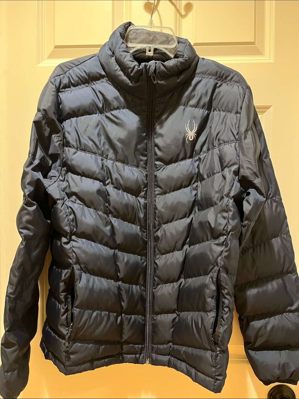 Spyder Men's Dark Blue Quilted Down Puffer Jacket